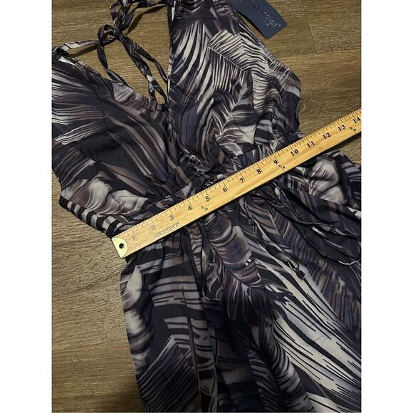 Anna Kaci Womens Midi Purple Gray Abstract Print Dress V Neck Lightweight Size M - Picture 11 of 12